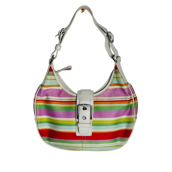 VTG Coach Hamptons Stripe Hobo Shoulder Bag - Picture 1 of 9